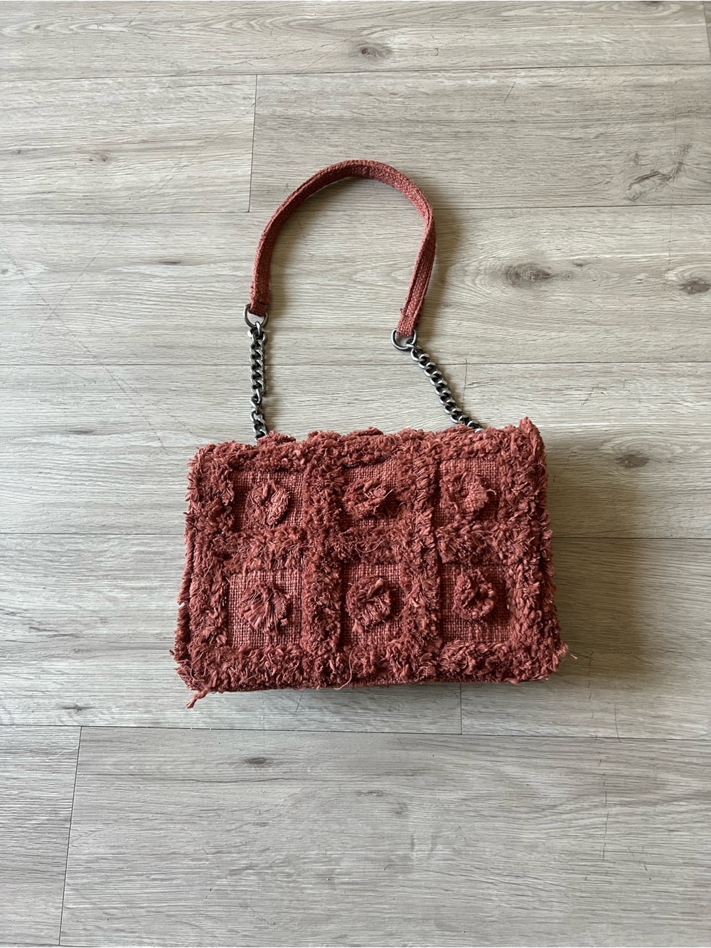 Zara Boho Fabric Chain Strap Purse NWT
